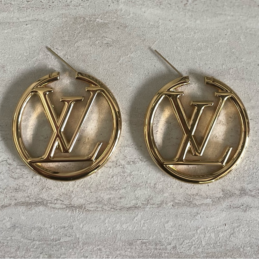 Louis Vuitton Gold Louise Hoop GM Earrings